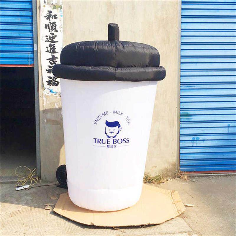定制大型加厚发光充气闭气PVC奶茶杯易拉罐饮料瓶卡通气模模型