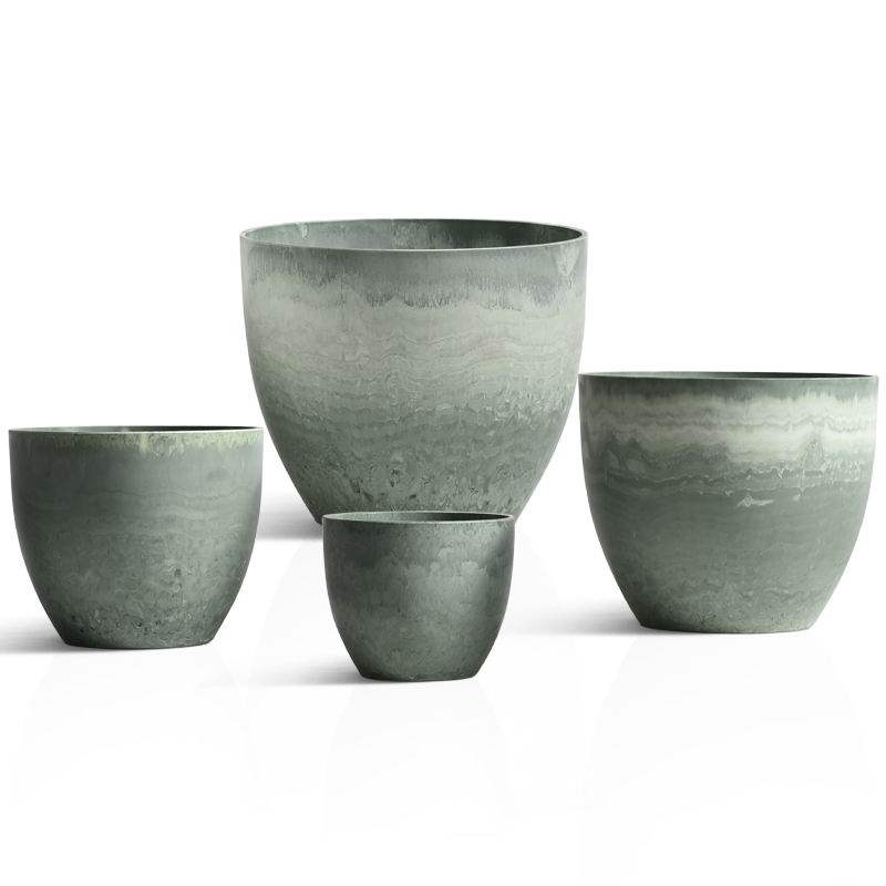 北欧简约仿石水泥室内家用塑料加厚大号树脂花盆无孔水培碗莲鱼缸