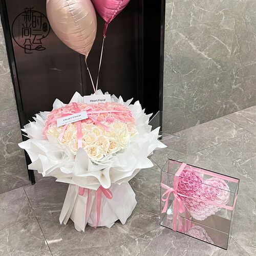 爱心99朵鲜花花束包装手工diy制作礼物礼品抱桶套装花店包花材料