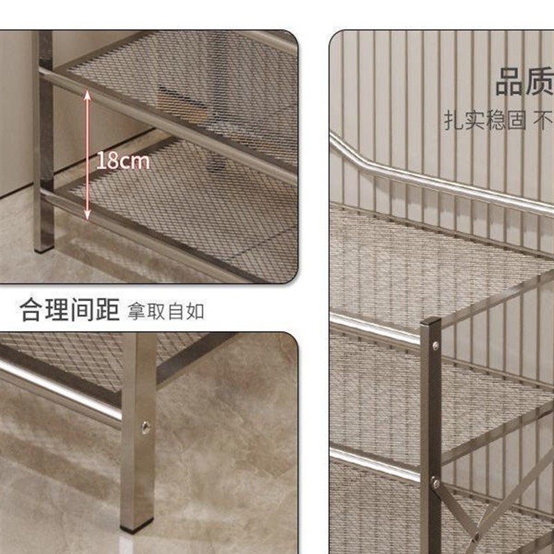 鞋架免安装可折叠鞋架子简易不锈钢鞋柜出租房用铁艺多层鞋子收纳