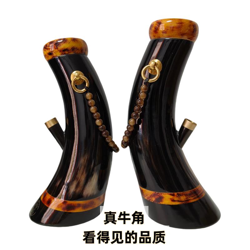 高端牛角水烟筒水烟壶过滤实木烟斗专用纯手工制作便携广东水烟筒