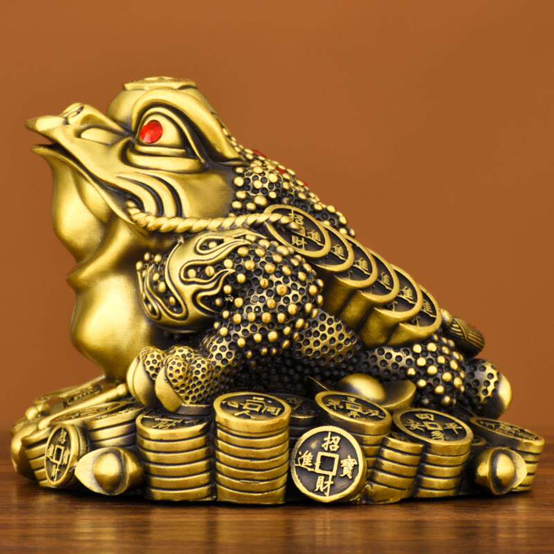 黄铜金蟾摆件招金蝉店铺公司开业礼品三足铜蟾蜍家居办公室工艺品