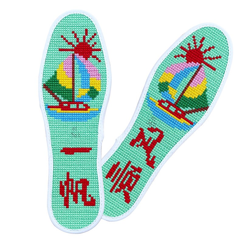 纯人工十字绣鞋垫成品手工艺礼品满绣结婚陪嫁七层棉布加厚君子兰