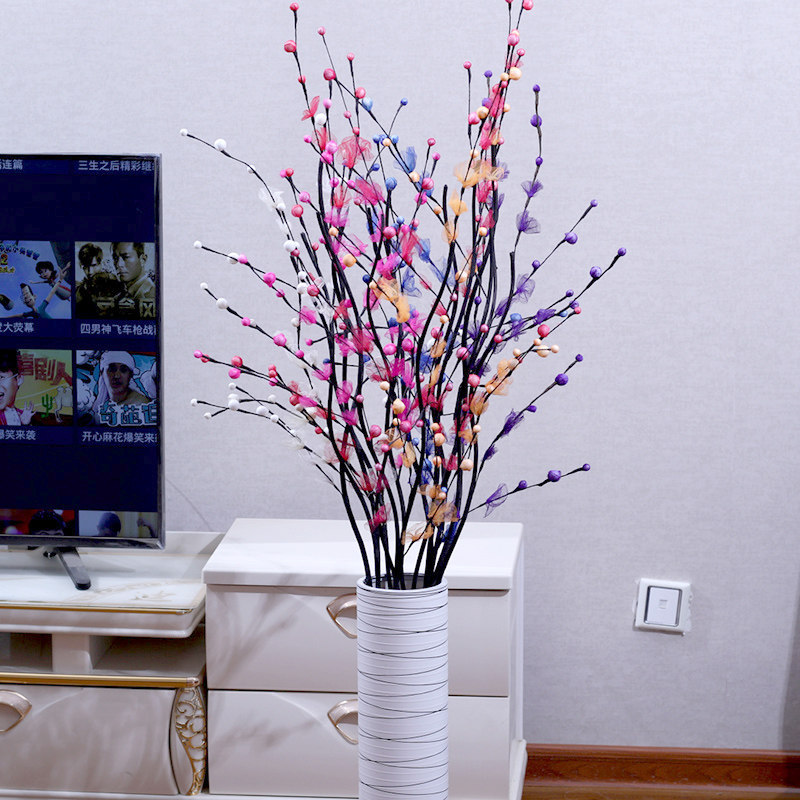 叶脉干花客厅落地假花仿真花干枝插花玫瑰绢花居家新房婚房装饰花