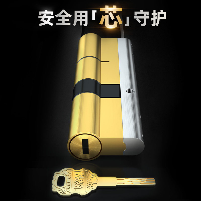 防盗门超C级锁芯通用型多轨道D系全铜叶片锁心老式进户大门B级锁