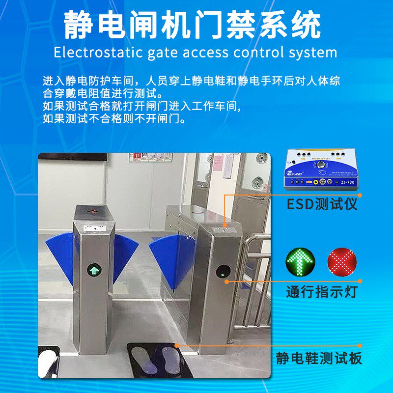 人体综合测试仪ZJ730防静电鞋手腕带手环电阻检测仪ESD闸机门禁