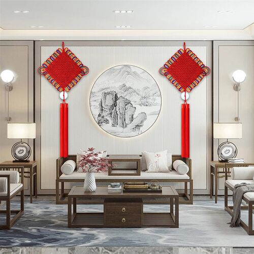 彩线中国结挂件客厅玄关电视墙走廊门高档大号平安结乔迁新居装饰