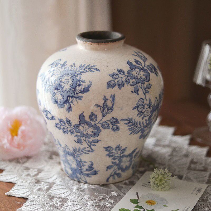 花瓶陶瓷摆件客厅青花瓷复古做旧轻奢高级感鲜花简约水培居家装饰
