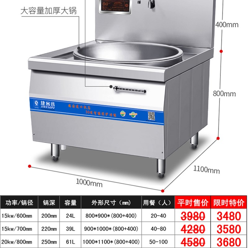 商用电磁炉学校食堂商用大锅灶羊肉汤锅商用电380V大功率电磁炉灶