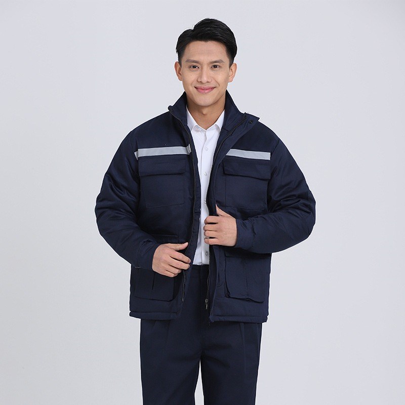 冬季马甲棉服反光条工作服棉衣船员劳保服加厚保暖车间劳保棉背心