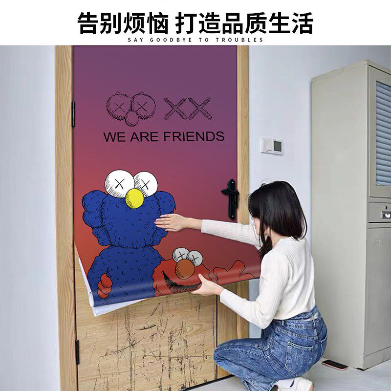 门贴纸木门翻新自粘创意整张防火门暴力熊墙贴卧室入户门装饰贴画