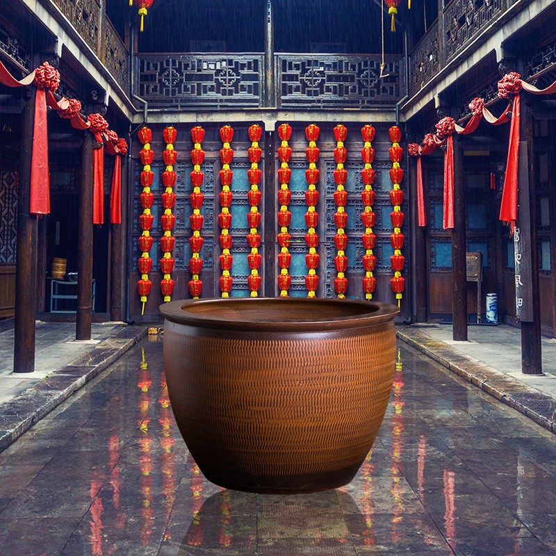 景德镇陶瓷鱼缸窑变客厅阳台落地锦鲤荷花缸庭院酒店公司风水大缸