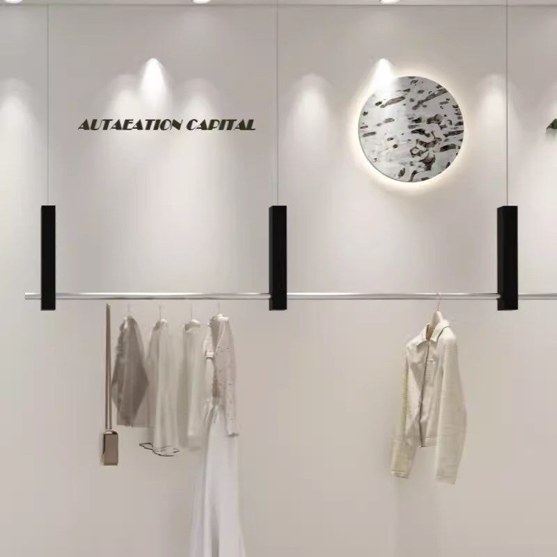 服装店专用吊架展示架黑色男女装店悬挂吊顶货架橱窗不锈钢挂衣杆