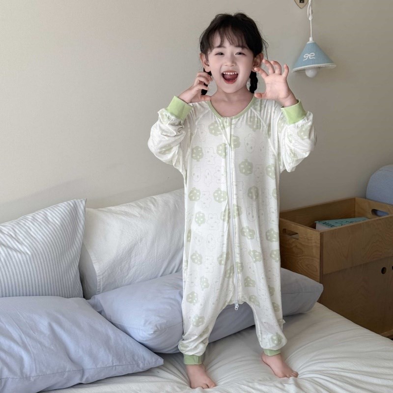 夏季睡袋儿童睡袋分腿莫代尔拉链防着凉儿童防踢被睡袋婴儿a类春