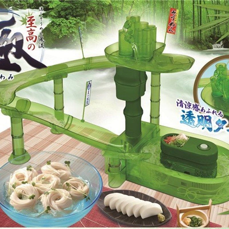 竹筒旋转滑梯流水素面机家用迷你面线机冷面凉面机回旋甜品寿司台
