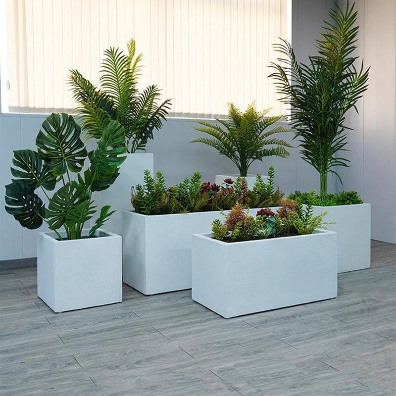 不锈钢花箱户外围栏种植箱铁艺花箱组合庭院室外长方形花盆架定制