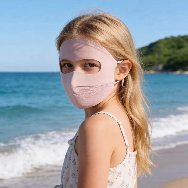 儿童专用防晒面罩户外运动冰丝透气防紫外线全脸遮太阳口罩男女童