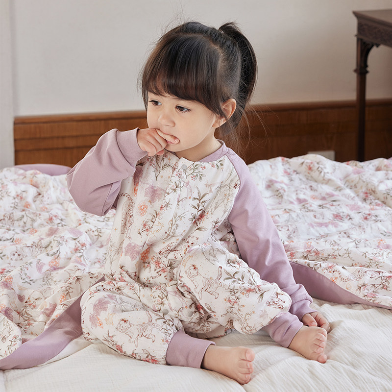 721星球婴幼儿睡袋竹棉纱布儿童长袖分腿宝宝防踢被四季通用