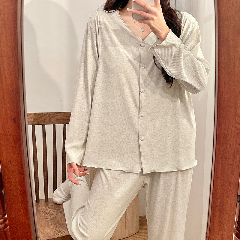 莫代尔月子服夏季薄款带胸垫孕妇睡衣女怀孕期产妇哺乳家居服套装