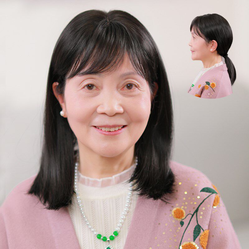 假发全头套女真人发丝黑色中长款中老年妈妈化疗后光头专用假发套