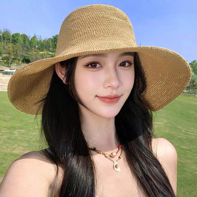 草编大帽檐防晒帽女2026新款夏海边度假遮阳沙滩草帽可折叠太阳帽