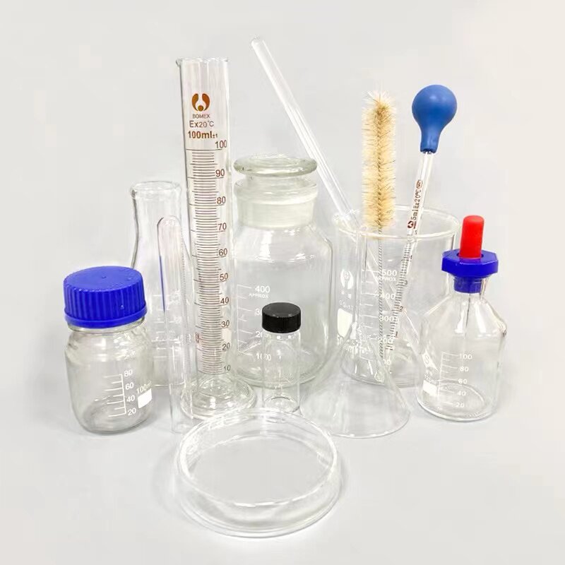 实验套装 锥形烧瓶+胶头吸管+烧杯+量筒试管 化学玻璃器材一套