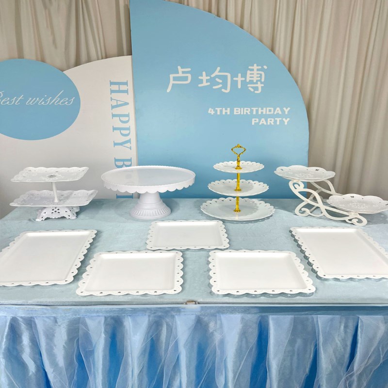 生日装饰甜品台展示架摆件欧式冷餐茶歇摆台塑料蛋糕点心托盘架子