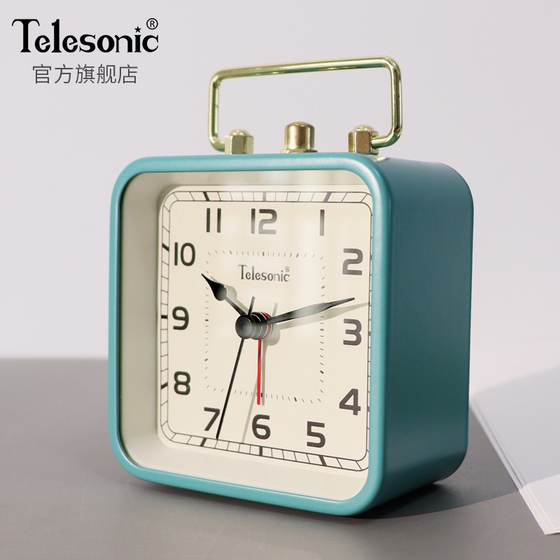 TELESONIC/天王星创意金属闹钟卧室学生用静音钟表儿童时钟石英钟
