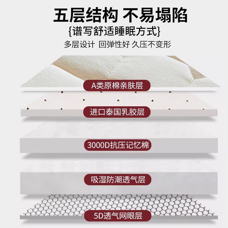 乳胶床垫软垫家用宿舍学生单人可折叠海绵垫褥子租房专用地铺睡垫