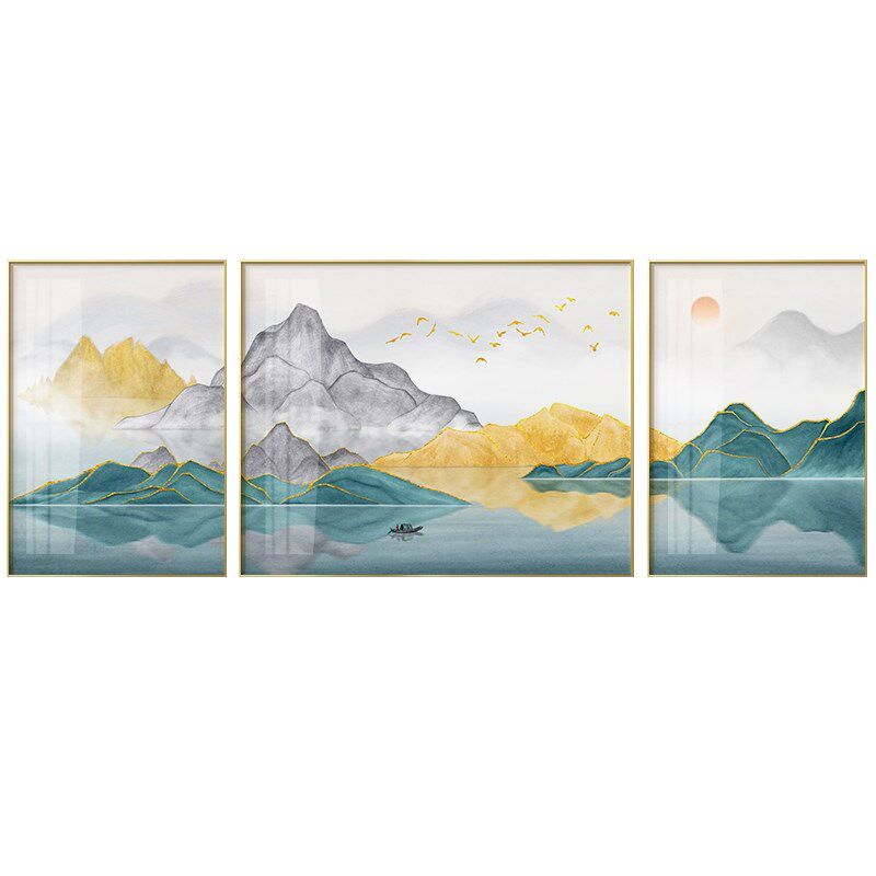 网红绿水青山大气沙发背景墙挂画山水好客厅装饰画寓意轻奢抽象三