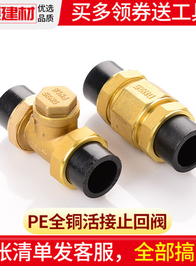 pe管配件热熔阀门开关铜止回阀单向止水阀4分20 25 32pe水管接头