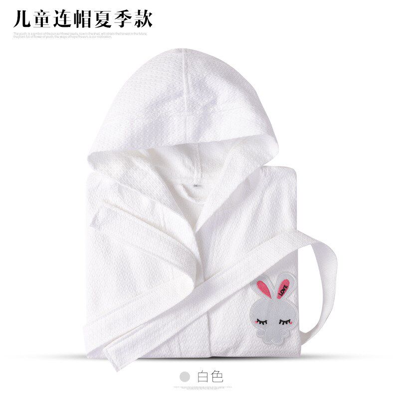 春夏薄款浴袍女童可爱纯棉吸水透气连帽睡衣男童洗澡浴衣游泳用秋