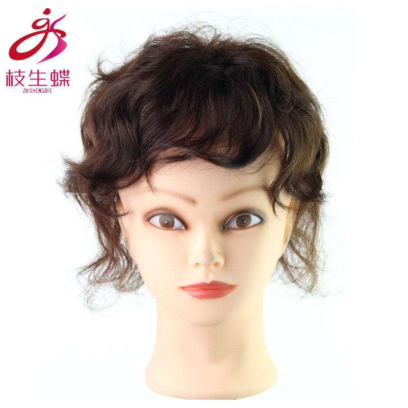 枝生蝶假发女隐形无痕修脸蓬松头顶遮白发刘海真发补发片发块发顶