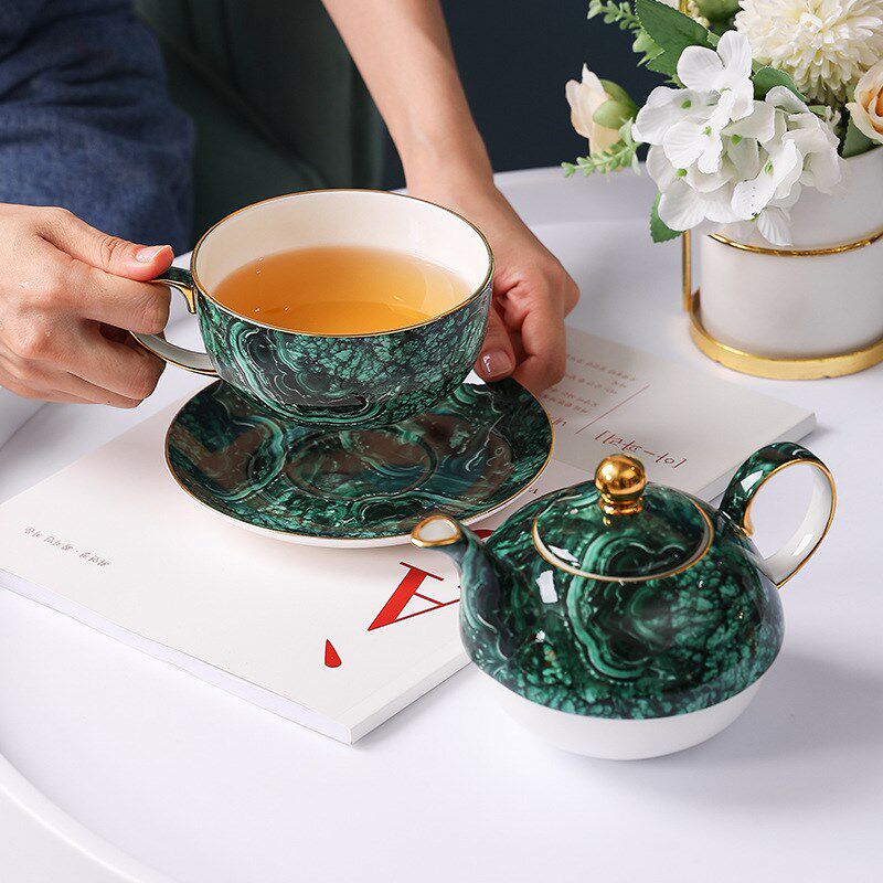 小众风法式轻奢咖啡杯碟勺设计风咖啡杯水杯英式子母壶红茶杯套装