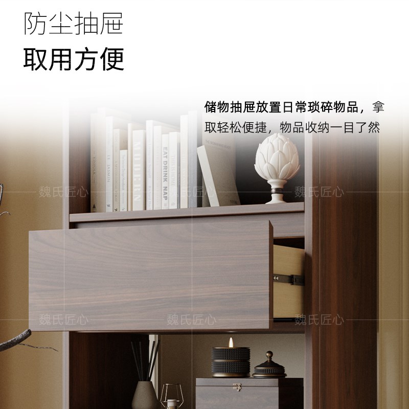 中古风实木书柜书架置物架法式复古展示柜客厅博古架储物柜隔断柜