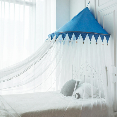 儿童蚊帐公主房粉色家用半月皇冠文章男孩圆顶吊挂1.5m榻榻米床幔