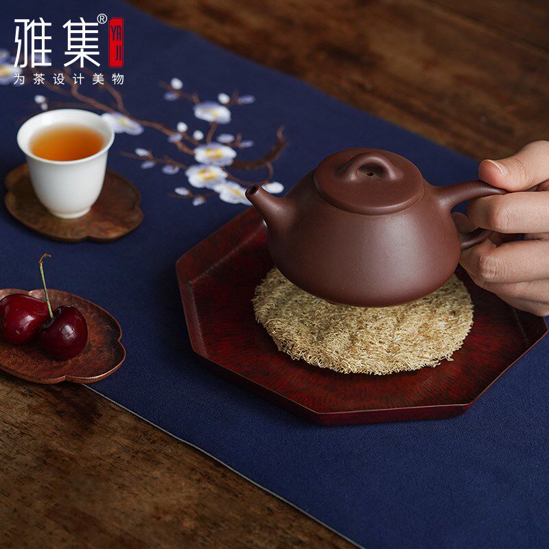 雅集手工纯铜壶承干泡台储水养壶茶壶紫砂壶垫托复古中式茶具配件