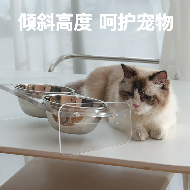 不锈钢宠物碗加重防打翻亚克力狗盘狗碗狗盆猫碗狗狗食盆猫食双碗