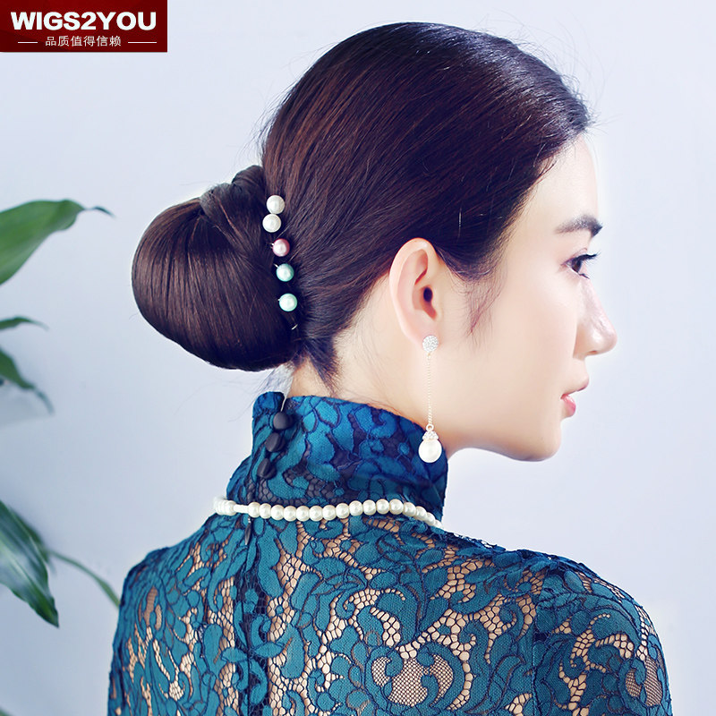 Wigs2you假发新品 新娘小发包时尚 盘发发髻复古花苞头简约丸子头