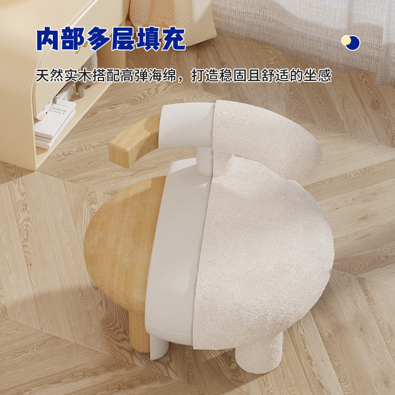 家用凳子换鞋凳儿童沙发凳实木可爱板凳客厅可拆洗成人羊羔绒矮凳