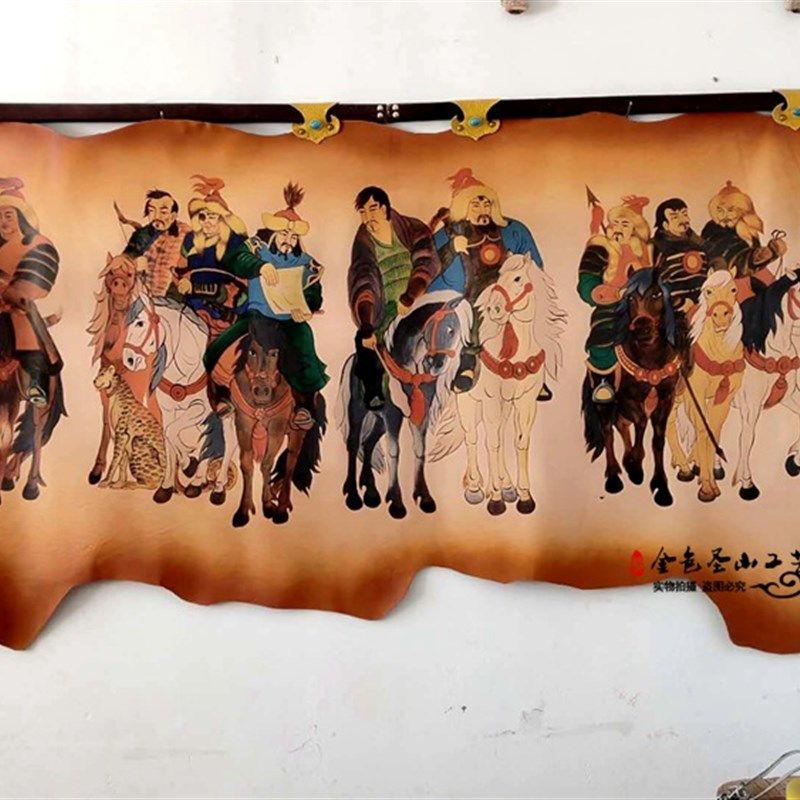 蒙古皮画成吉思汗勇士精品蒙古包民族特色装饰品手工艺品餐厅挂画