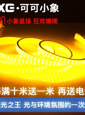 双排灯带led客厅吊顶超高亮三排金黄光220V户外防水紫色粉红灯带