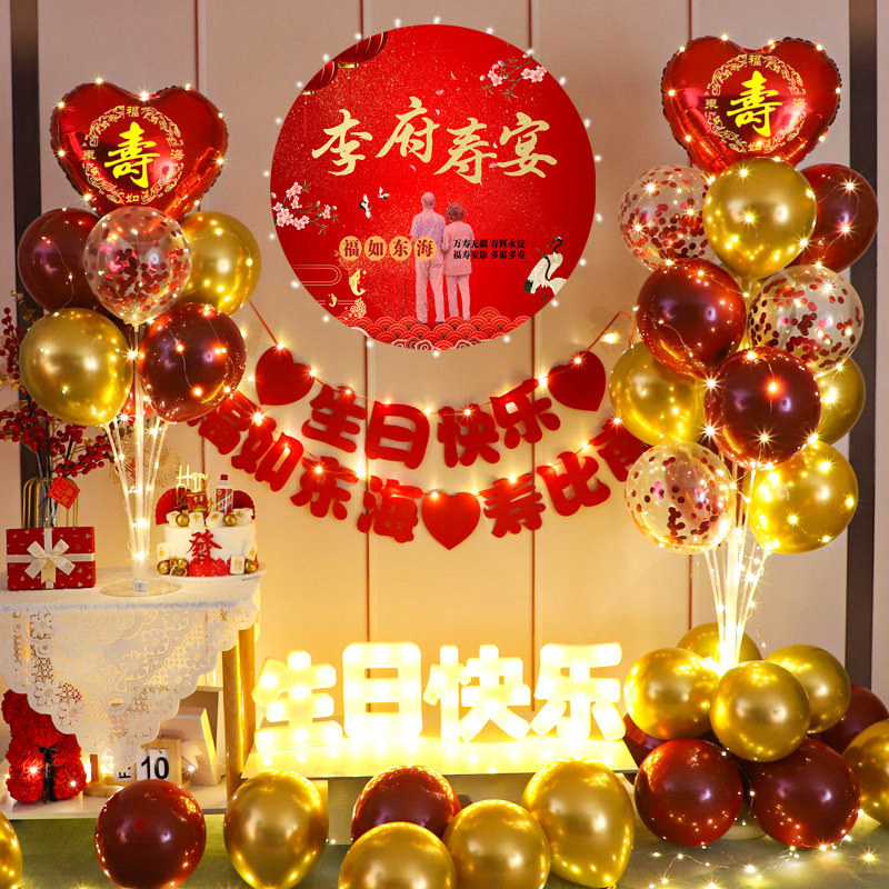 寿宴气球套餐装饰爸爸妈妈爷爷奶奶80过生日60岁大寿宴场景布置品