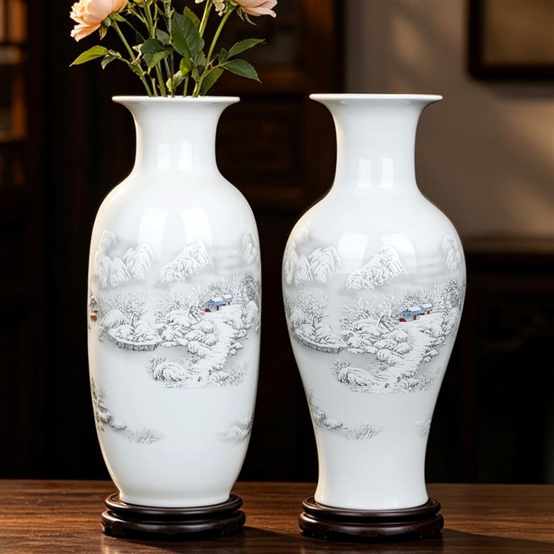 景德镇陶瓷器仿古青花瓷大花瓶摆件客厅富贵竹插花家居工艺装饰品