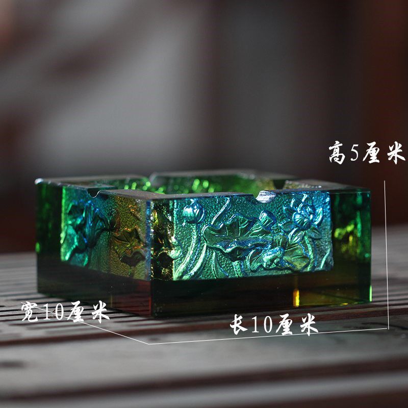 琉璃荷花烟灰缸居家客厅办公桌面摆放装饰商务送礼工艺品烟缸摆件