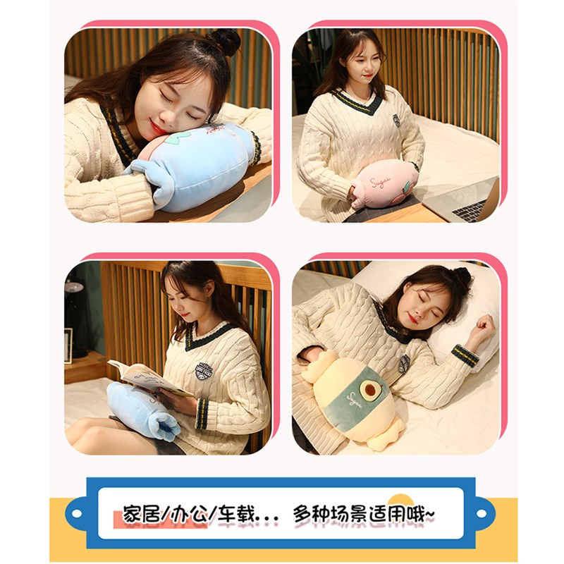 糖果少女心暖手抱枕午休午睡枕冬季暖手捂小号学生可爱毛绒靠枕