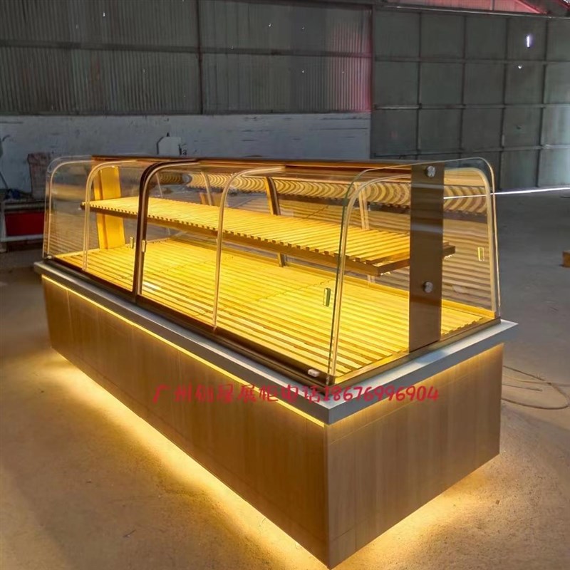 新款面包展示柜蛋糕模型柜烘焙边柜中岛柜冷藏柜台糕点柜货架玻璃