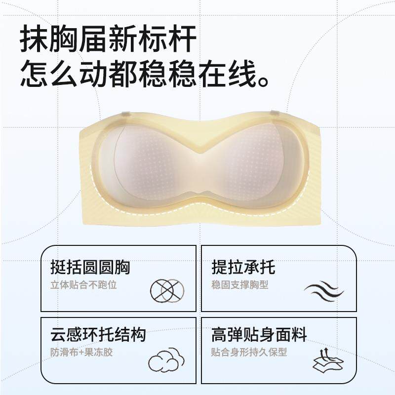 无肩带粉底液肤内衣女防滑隐形文胸无钢圈小胸聚拢夏天露肩抹胸罩