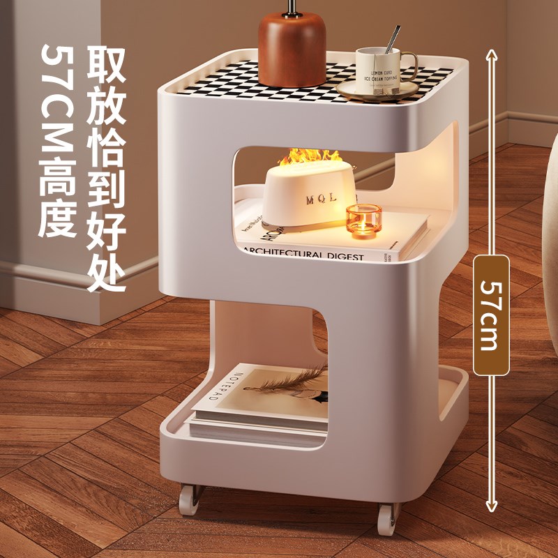 沙发边几可移动客厅侧边柜现代简约置物架阳台小茶几桌子带轮方几