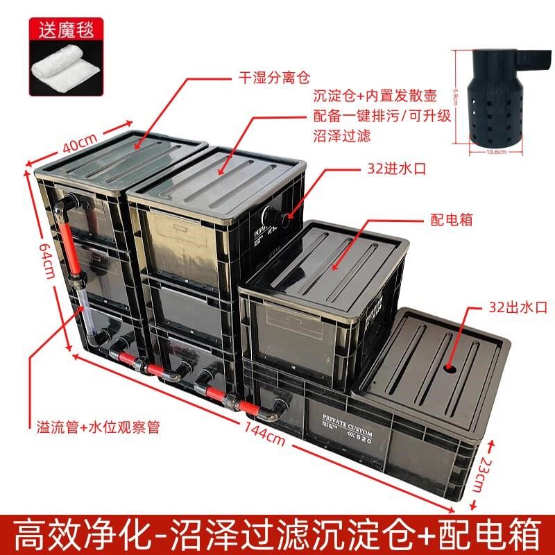 鱼缸周转箱虹吸底滤工业风底部干湿分离过滤箱系统整套配件过滤盒